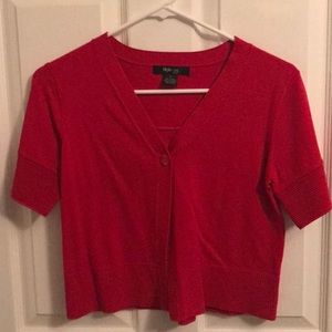 Cute red crop one button sweater